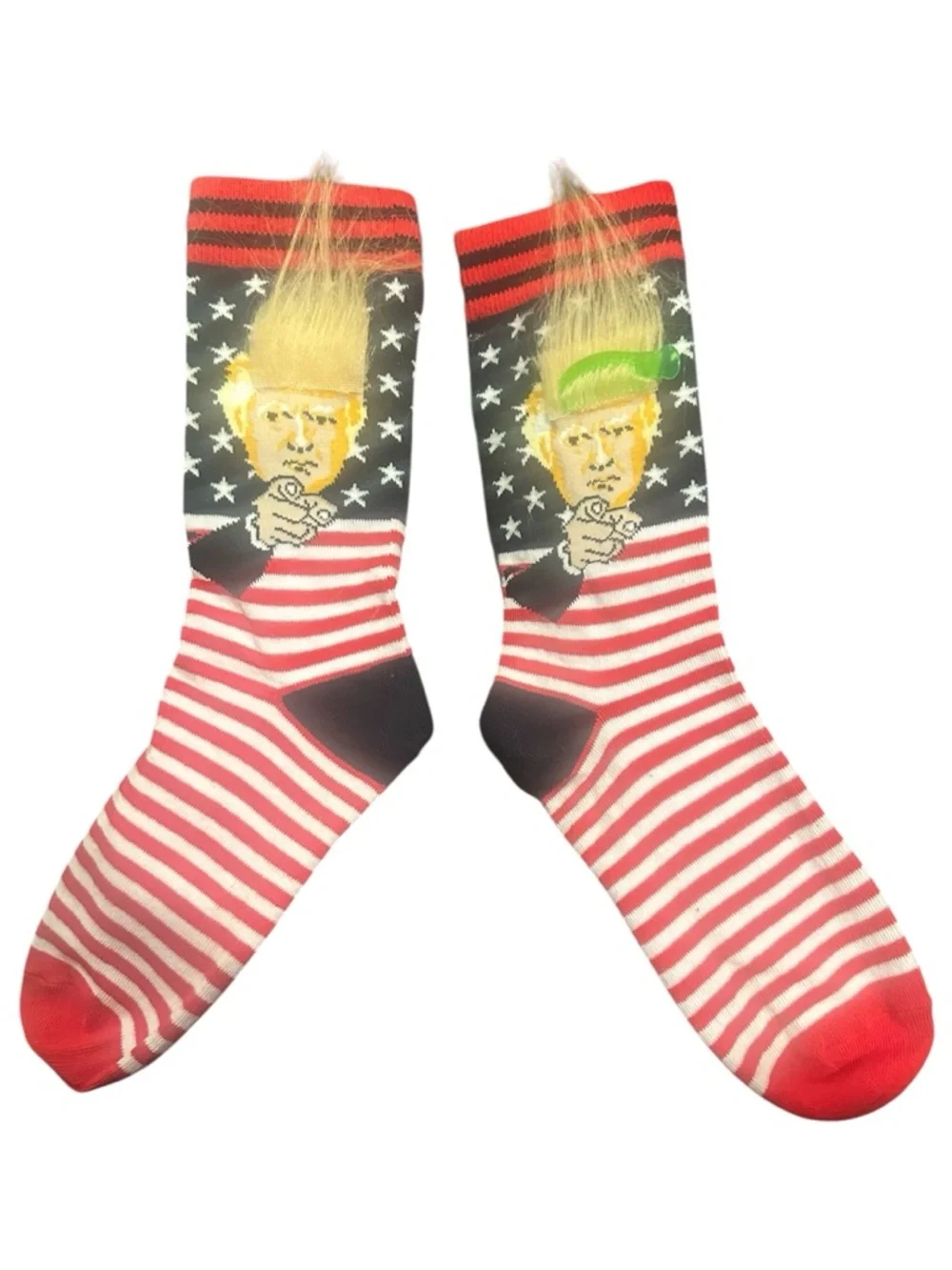 Trump Novelty Red & White Striped Crew Socks- Unisex 8-11